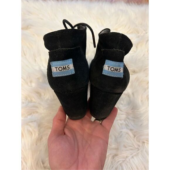 Toms lace up suede booties wedge size 7.5 round toe GUC - Picture 5 of 9